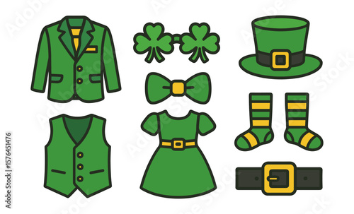 St. patrick's day attire collection: green clothing and accessories for celebrations