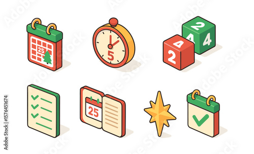 Festive holiday countdown icons for seasonal planning and timely celebrations