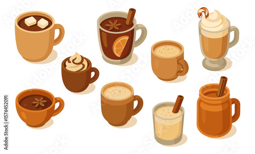 Cozy winter drinks collection featuring hot chocolate, mulled wine, and more for cold season comfort
