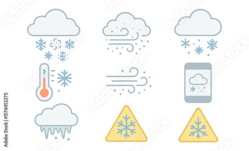 Winter weather icons for forecasts and alerts