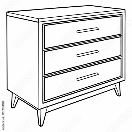 Vector illustration of a stylish dresser for modern interior design and furniture catalogs