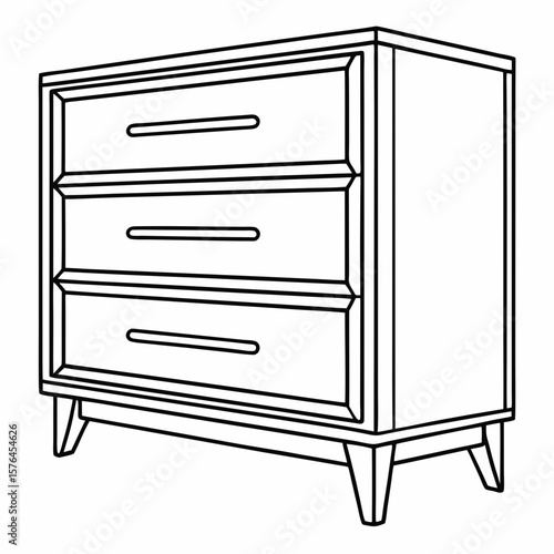 Vector illustration of a modern chest of drawers for furniture design and interior styling