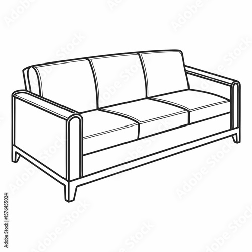 Vector outline of a classic sofa design for furniture catalogs and home interior projects
