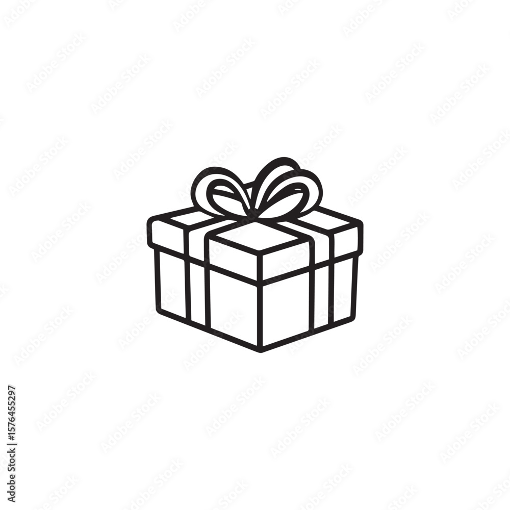 Obraz premium Isolated line art icon of a wrapped gift with bow on white background