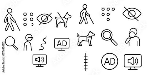 Series of icons that include a person with a magnifying glass, a person with a dog, a person with a dog leash, a person with a dog harness, a person with a dog, a person with a dog, a person with a