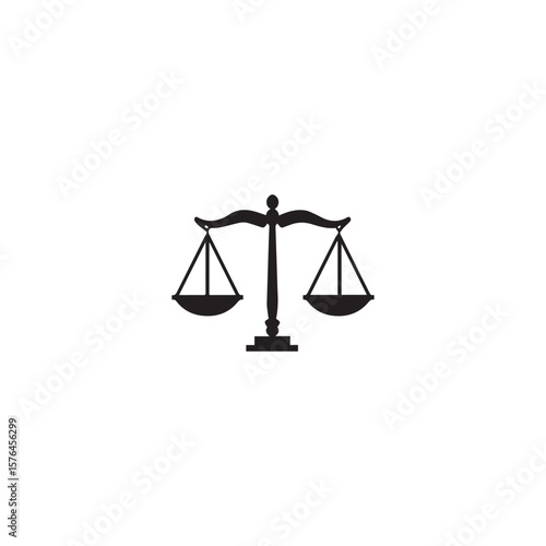 Black Scales Of Justice Icon On White Background For Law And Court