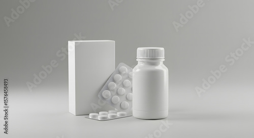 Pharmaceutical Packaging Mockup: Medicine Bottle & Blister Pack