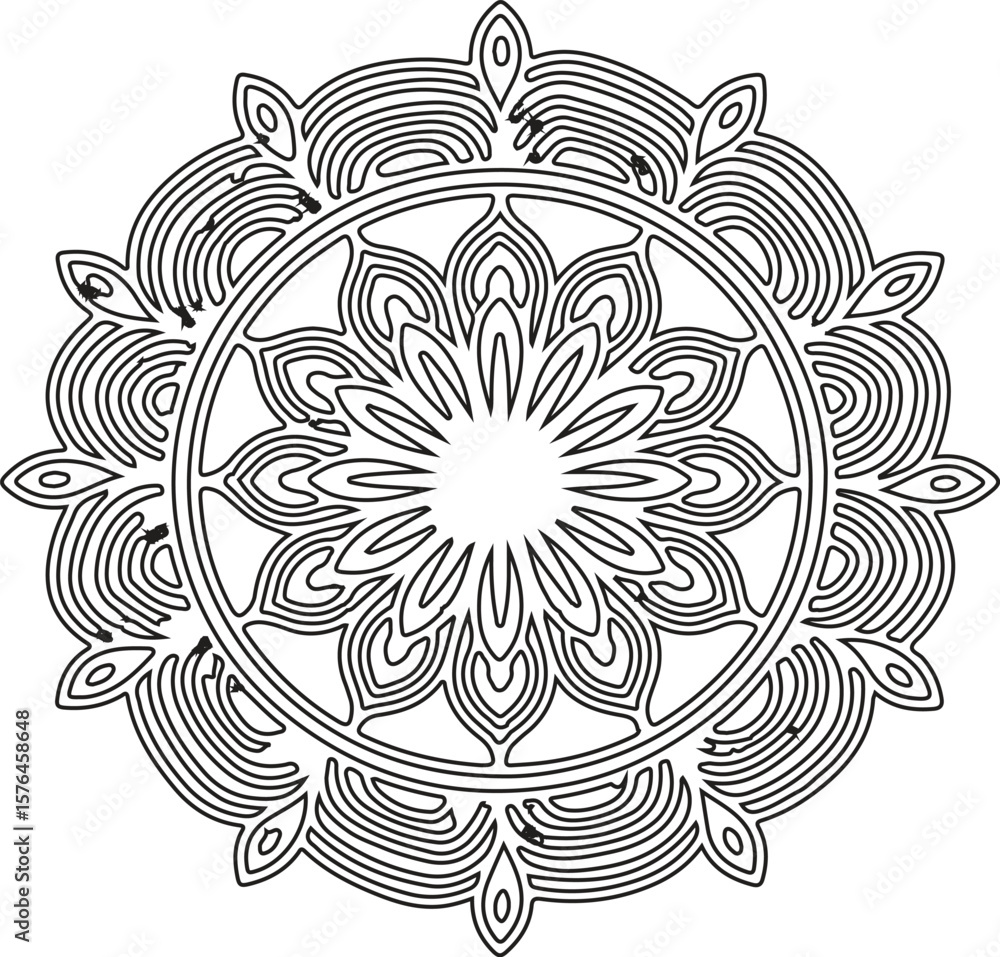 Fototapeta premium Intricate circular mandala coloring page