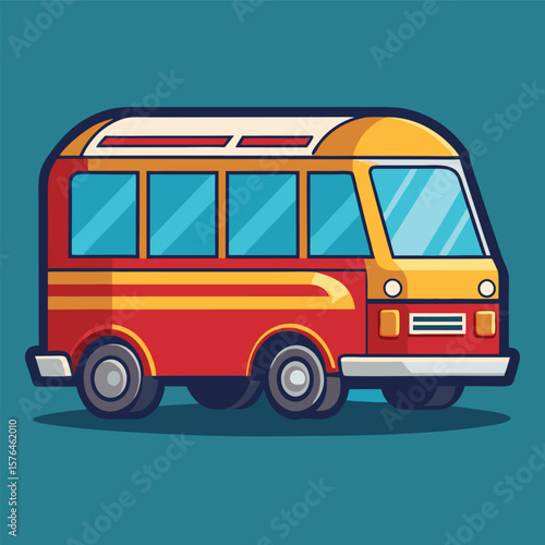 Retro Bus Driving City Street