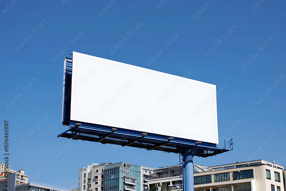Fototapeta premium Blank Billboard Against Blue Sky Outdoor Advertising City Urban Mockup