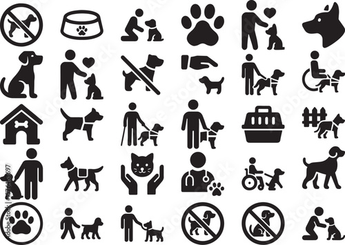 Black and White Dog Icons and Silhouettes dogs pets