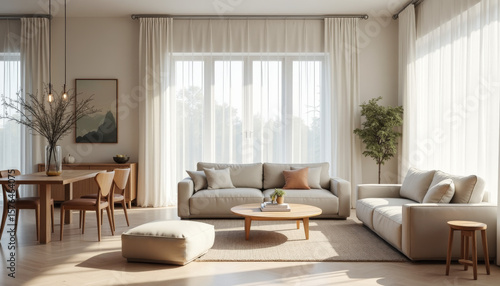 Wallpaper Mural Modern Living Room Design, Cozy Space, Contemporary Home, Interior Photography, Bright Environment, Aesthetic Viewpoint, Relaxation Concept Torontodigital.ca