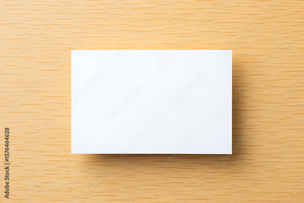 Blank White Card on Light Brown Wood Background Great for Mockups and Templates Blank White Card on Light Brown Wood Background Great for Mockups and Templates