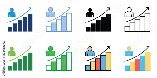 Personal Growth Icons Set Vector Multiple Style Collection