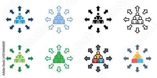 Population Icons Set Vector Multiple Style Collection