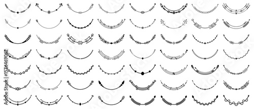 Decorative curved lines element set. Vector illustration.