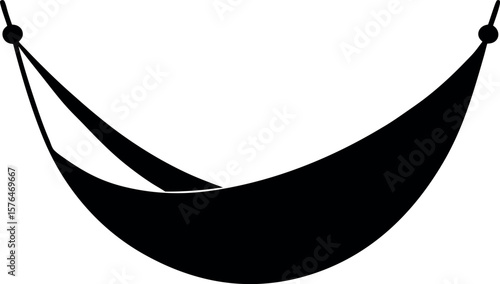 Hammock Silhouette Suspended with Curved Fabric – Minimalist Relaxation Icon