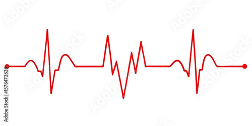 Illustration of a red heartbeat line on a transparent background