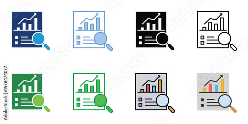 Statistics Icons Set Vector Multiple Style Collection
