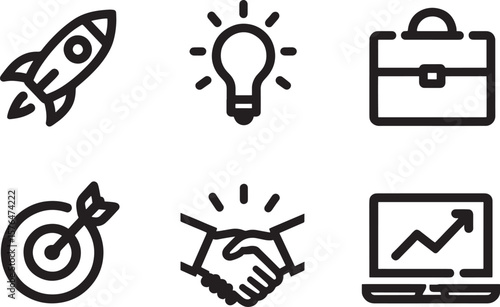 Startup Success Icons of Innovation, Growth, and Partnership