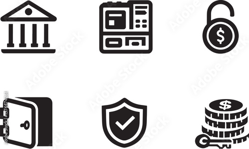 Secure Banking Financial Safety and Security Icons