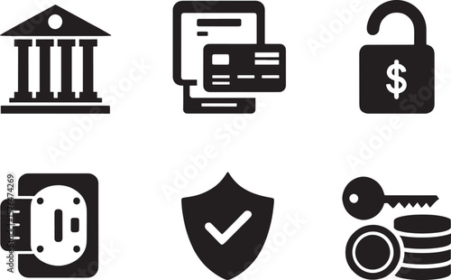 Secure Banking & Finance Icons  Financial Security, Transactions, and Protection