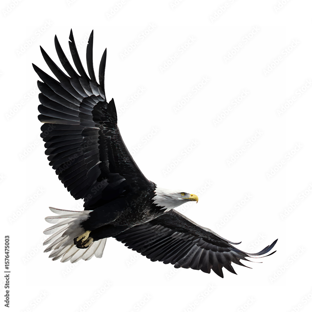 Obraz premium Black Silhouette of a Flying Eagle
