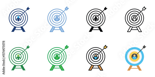 Target People Icons Set Vector Multiple Style Collection