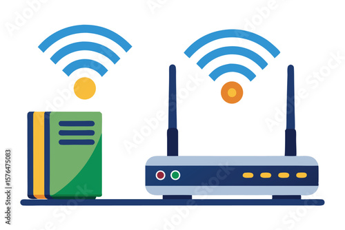 Wireless Networking Illustration A Device That Enables Wireless Communication And Connects To Local Or Wide Area Network