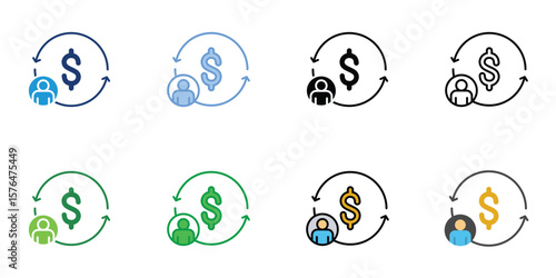 Transaction Icons Set Vector Multiple Style Collection