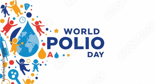 World Polio Day illustration with colorful graphics.
