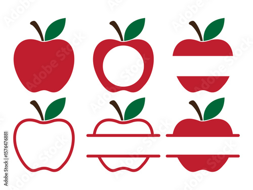 Apple Monogram Silhouette Bundle – Monogram, Split, and Outline Designs for Teachers