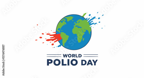 World Polio Day Graphic with Globe and Splatter.