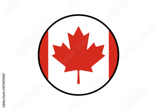 Círculo con bandera de Canadá y trazo negro