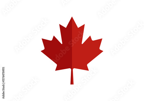 Hoja roja de Canadá en fondo blanco