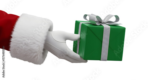 santa claus hand holding a gift