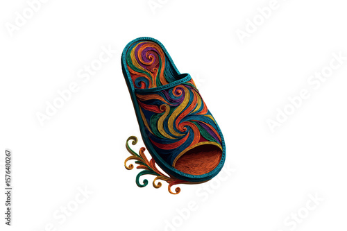 A slipper hype realistic paper quilling vivid colors On White Background.01