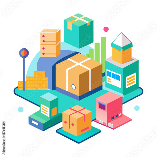 vector isometric city