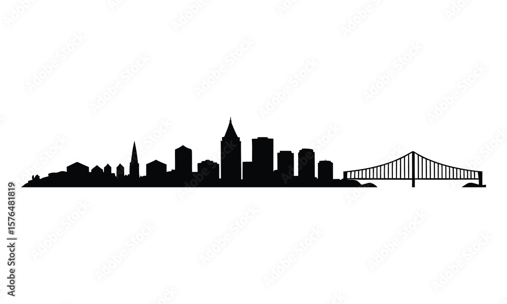 Obraz premium Thunder Bay City Skyline Silhouette, Vector, Illustration, Line Art, Icon, Logo, White Background.