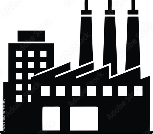 black factory icon silhouette with chimneys