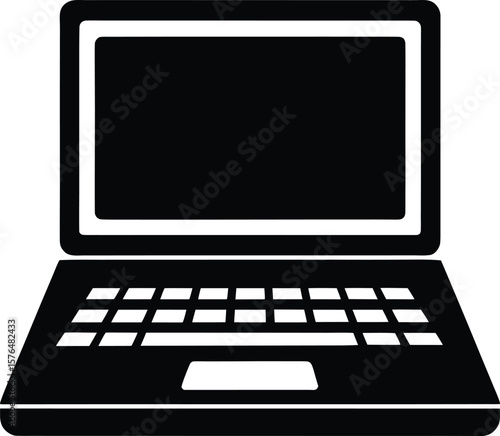 black laptop icon silhouette with screen