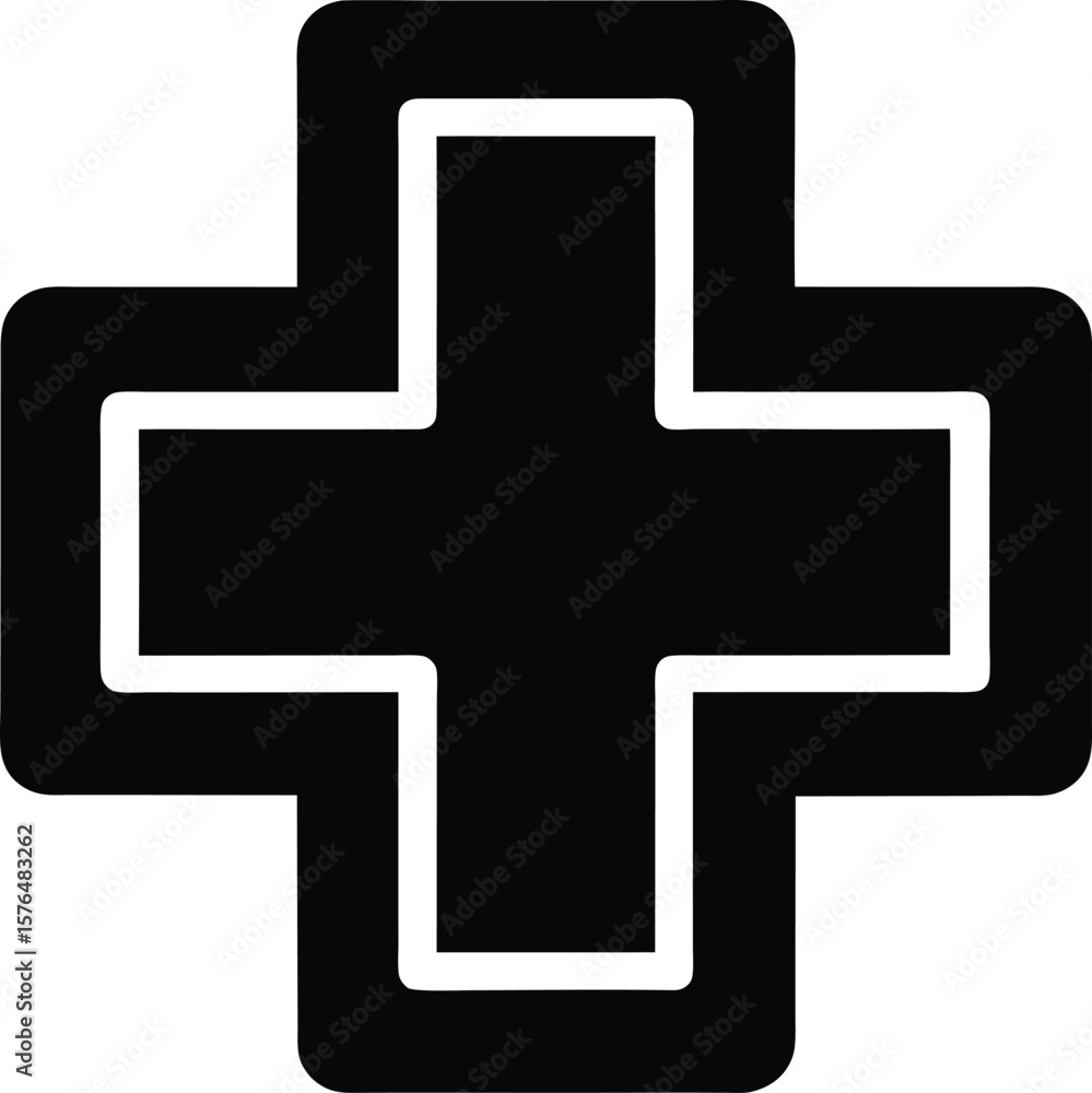 Fototapeta premium black cross icon silhouette health symbol