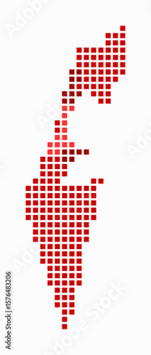 Israel dotted map. Digital style map of the country on white background. Israel shape with square dots. Colored dots style. Large size squares. Modern vector illustration.