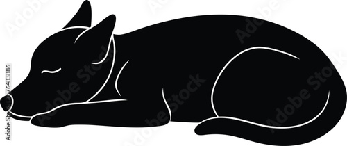 sleeping dog silhouette vector illustration