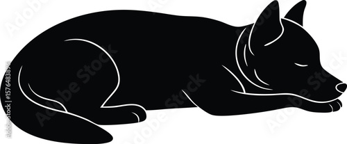 sleeping dog silhouette vector