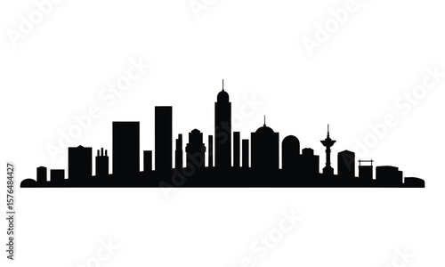 San Salvador City Skyline Silhouette, Vector, Illustration, Line Art, Icon, Logo, White Background.