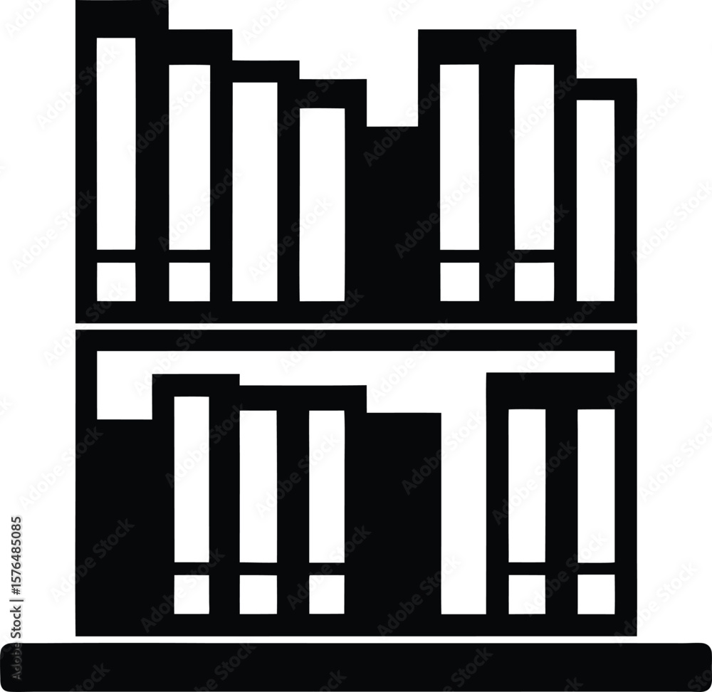 black bookshelf icon silhouette vertical books black bookshelf icon silhouette vertical books