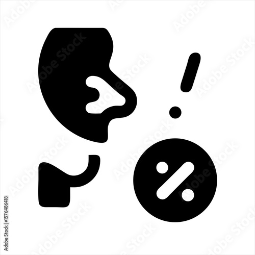 Discount offer for nose surgery silhouette vector illustration