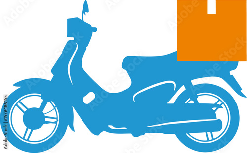 Speedy Delivery A Motorcycle Ready for Express Transport, Featuring Silhouette Icon for Logistics Solutions and Urban Transit
