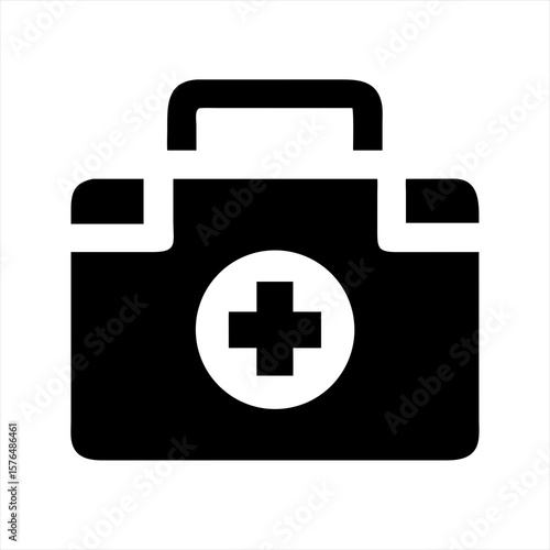 Medical bag first aid kit health care silhouette vector illustration